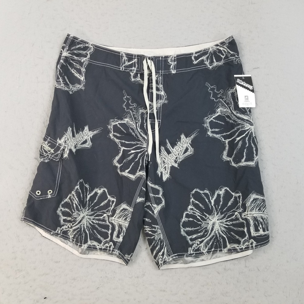 Billabong Board Shorts Mens 40 Black Hibiscus Floral Swim Trunks M130ASKS New